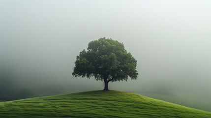 A thought-provoking image symbolizing World Mental Health Day, with a solitary tree standing tall amidst a foggy landscape, conveying the importance of mental well-being and resilience.