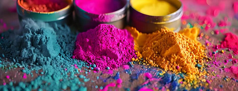 Colored powder. Paint holi, Colorful rainbow holi paint background 4K Video