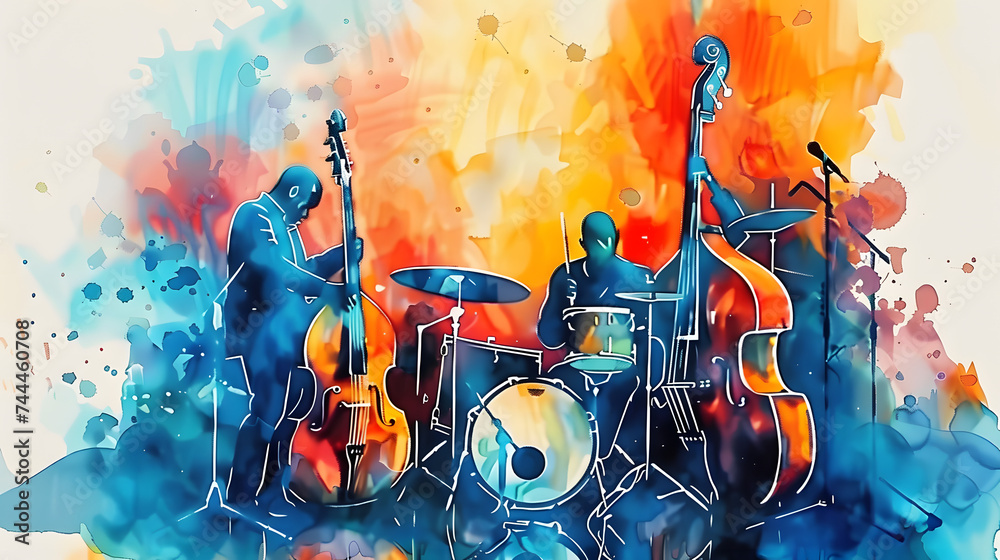 Canvas Prints Jazz music background watercolor style arts