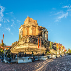 View at the ruins of Wat Chedi Luang in the streets of Chiang Mai in Thailand - 744461972