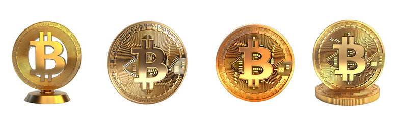 set of bit coin Isolated on Transparent Background