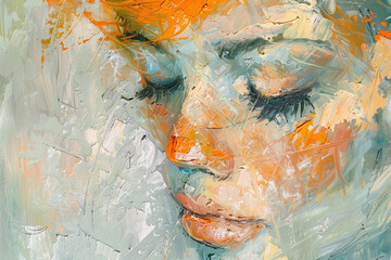 Impressionistic painting depicting a person born under the zodiac sign Cancer, free brushwork, colors of golden light, light gray, light orange and light green, light and shadow. Astrology concept