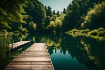 Fototapeten wooden bridge over lake © Muhammd