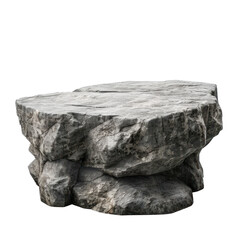 rock podium for product presentation. Natural beauty pedestal, grey coloron transparency background PNG
