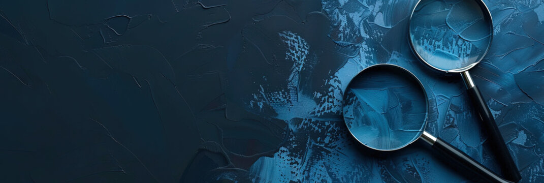 Forensics concept with magnifying glass searching for clues. forensic science and law enforcement investigations