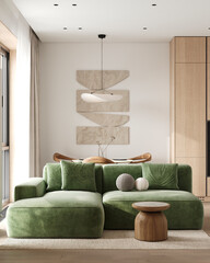 Modern minimalist kitchen-living room