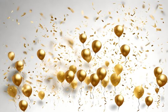 Red and black balloons gold confetti glCelebration banner with gold confetti and balloons,Gold confetti celebration party banner with Gold balloons background anniversary graduation retirement holiday