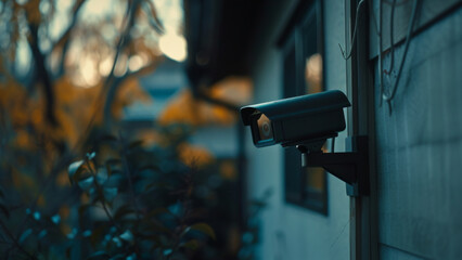 CCTV camera installed outside the house  - obrazy, fototapety, plakaty