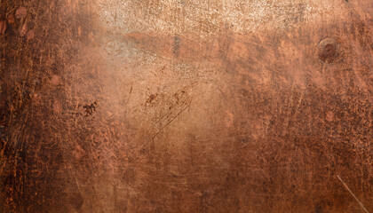 Copper surface. bronze background. metal plate with spots and scratches. brown grunge texture;...