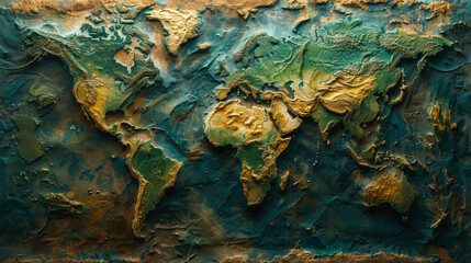 Colorful Map of the World with Continents and Oceans