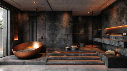 Luxury and relaxation are at the heart of a spa-like bathroom, where modern design and serene...