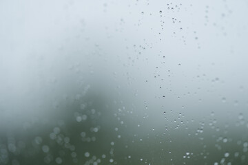 Rain drop on clean window with coating closeup