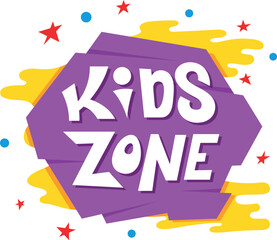 Kids zone banner childish entertainment area with bright confetti and spot design template vector