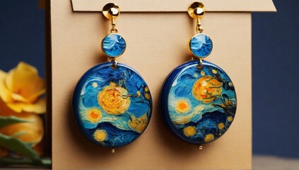 A women's earring inspired by incredibly beautiful and creative designs drawn from Van Gogh's paintings.
