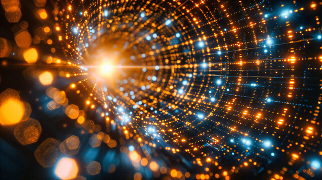 Light bursts forth in an abstract universe, where energy and motion create a vivid tableau of starry dynamism