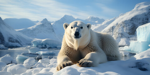 Polar Bear Relaxing on Ice