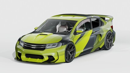 3D rendering of a generic concept car	
