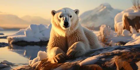 Tuinposter Polar Bear Relax on the Ice © Resdika