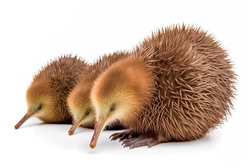 Australischer Vogel Kiwi, Apteryx, freigestellt vor neutralem Hintergrund, Generative AI