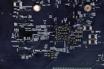 Electronic circuit board, many capacitors on the graphics card motherboard, high quality.