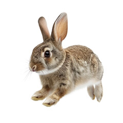 a rabbit run , elevation front view , isolated on transparency background PNG