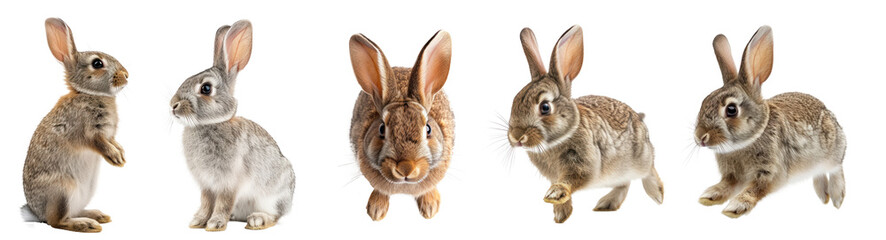 a rabbit run , elevation front view , isolated on transparency background PNG