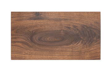 Black walnut board oil finished isolated on white background