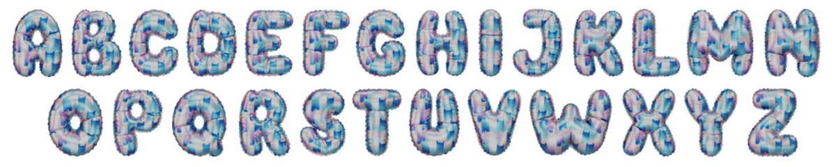 3D Helium Balloon Letters A to Z collection set with children cartoon cats in colorfull pattern