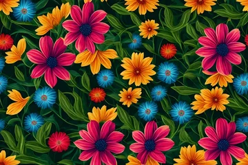 Plexiglas foto achterwand seamless pattern with flowers © Muhammd
