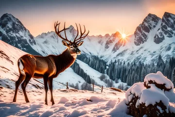 Foto op Plexiglas deer in the sunset © Muhammd
