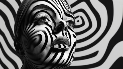 Abstract face art in black and white, ideal for contemporary art discussions or graphic design...