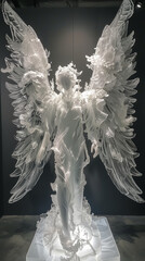 Elegant white angel statue, ideal for cultural themes, religious education, and peaceful background imagery