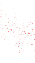 Red hearts scattered on white background.