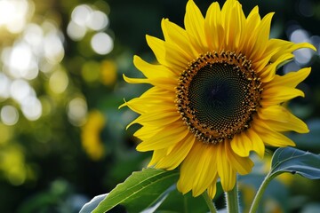Obraz premium Girasol vibrante con luz de fondo