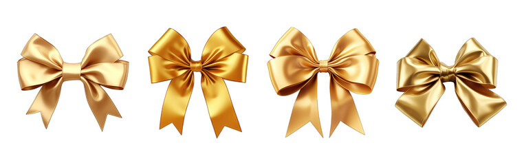 set of ribbon bow cutout isolated on transparent background