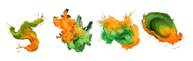 green and yellow painted splashes png