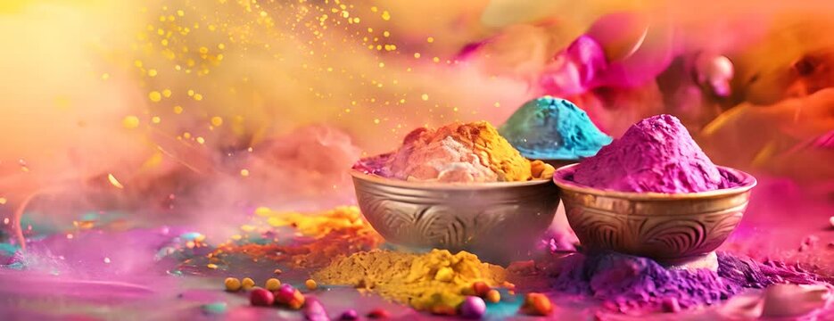 happy holi festival of colors with color background design 4K Video