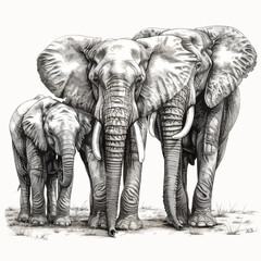 Beautiful stock pencil illustration with safari