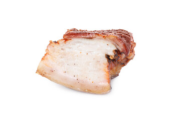 Piece of tasty baked pork belly isolated on white