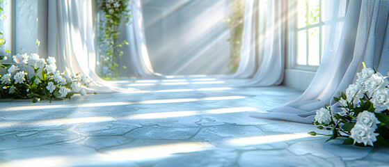 Enchanted Forest Path: Sunlight Filtering Through Green Foliage, Creating a Magical Morning Scene