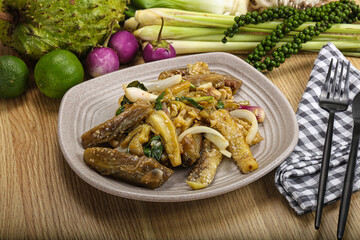 Roasted Thai eggplant with onion