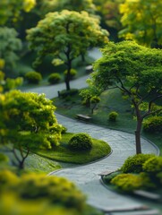 Model of a Winding Road Surrounded by Trees