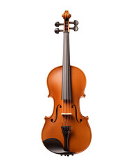 Fototapeta na wymiar Classic wooden violin with fine details isolated on a white background, perfect for music-themed projects