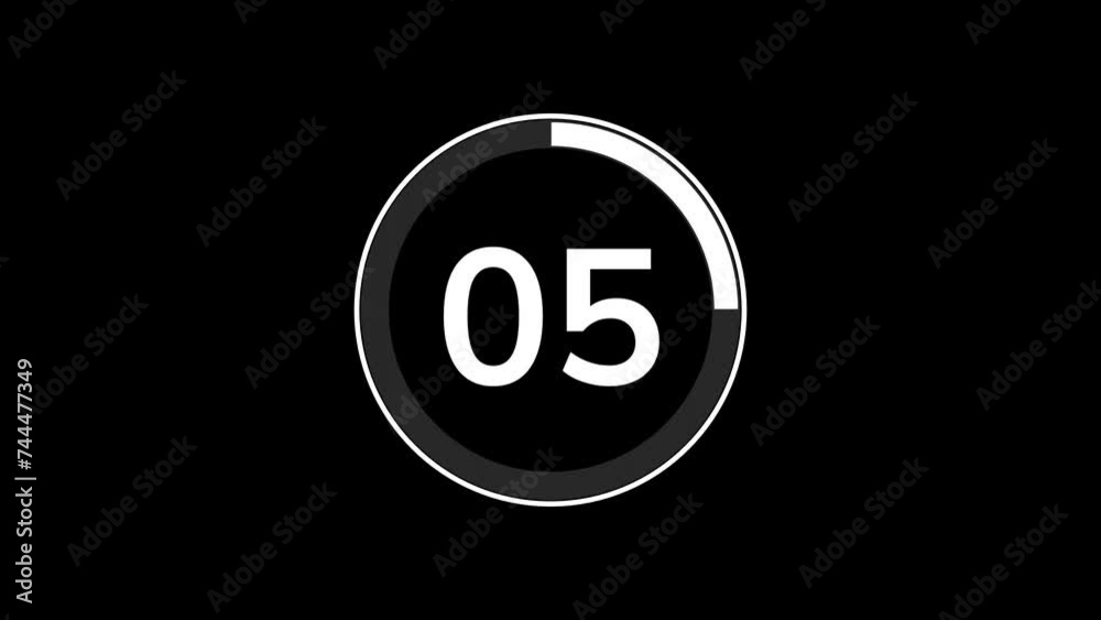 Wall mural 20 seconds countdown timer animation with simple flat modern white circle indicator animation on bla