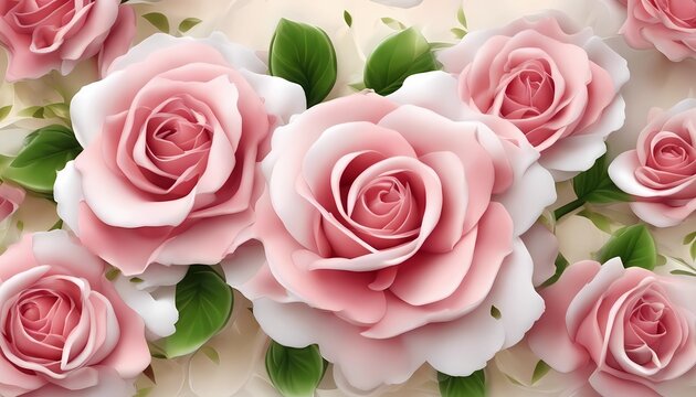 3d wallpaper beautiful roses flower decoration and abstract background