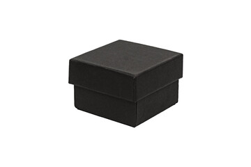 Small black closed cardboard box isolated on white background