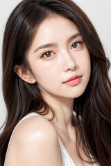 Obraz premium Gorgeous Young Female Model - Fashion or Cosmetics Model - Beauty with Perfect Fine Features - Beautiful Smooth Hair