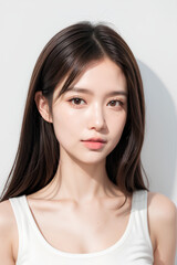 Gorgeous Young Female Model - Fashion or Cosmetics Model - Beauty with Perfect Fine Features - Beautiful Smooth Hair