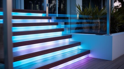 Minimalist Metal Stairs with LED Lighting Illuminate your sunroom with LED lighting integrated into...