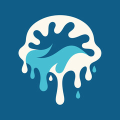 Creative Cool Water Shape: Minimalist Melting Brand Sign Theme for Print on Demand Design